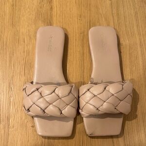 Nordstrom Cream Braided Slide Sandals